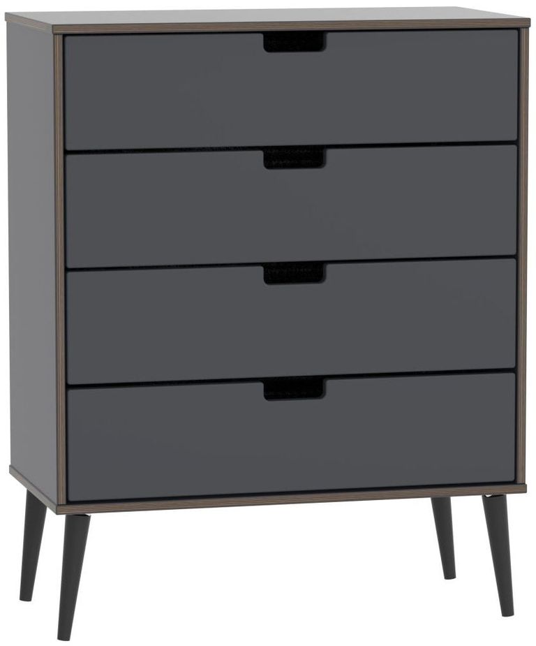 Shanghai Graphite 4 Drawer Chest with Wooden Legs