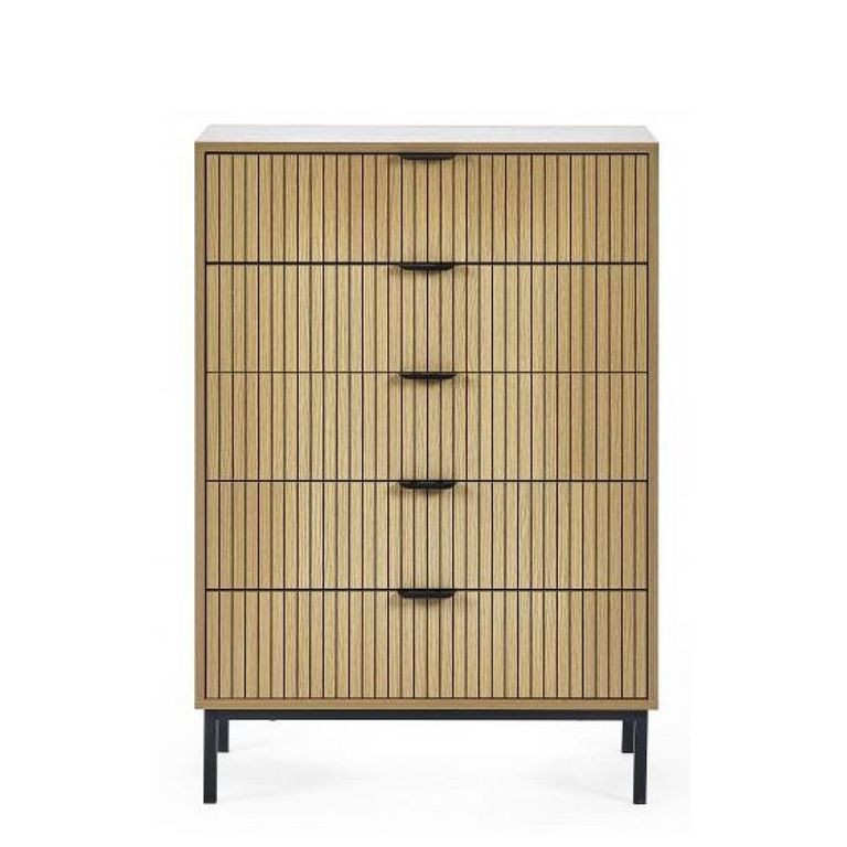 Sia Chest of Drawers - 5 Drawer - Ribbed - Oak