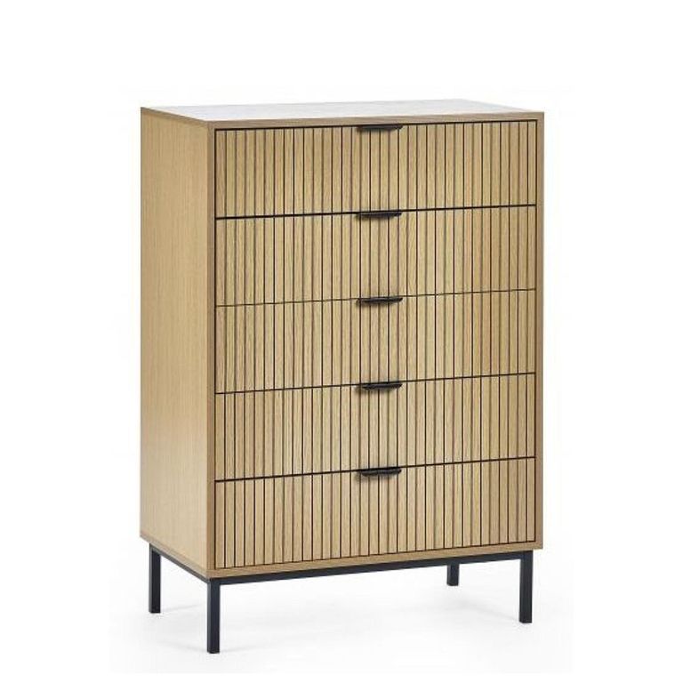 Sia Chest of Drawers - 5 Drawer - Ribbed - Oak