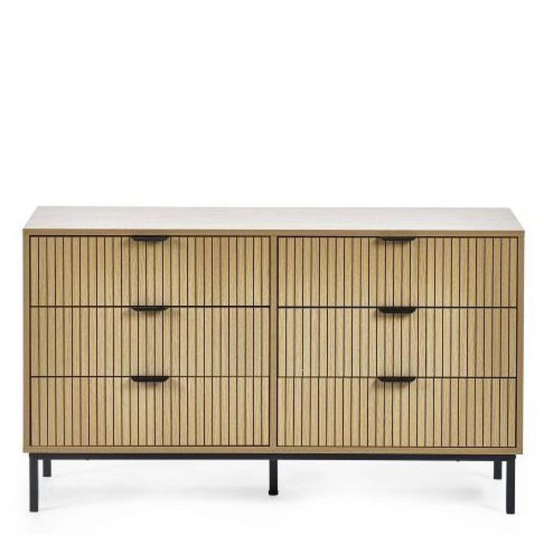 Sia Chest of Drawers - 6 Drawer - Wide - Ribbed - Oak