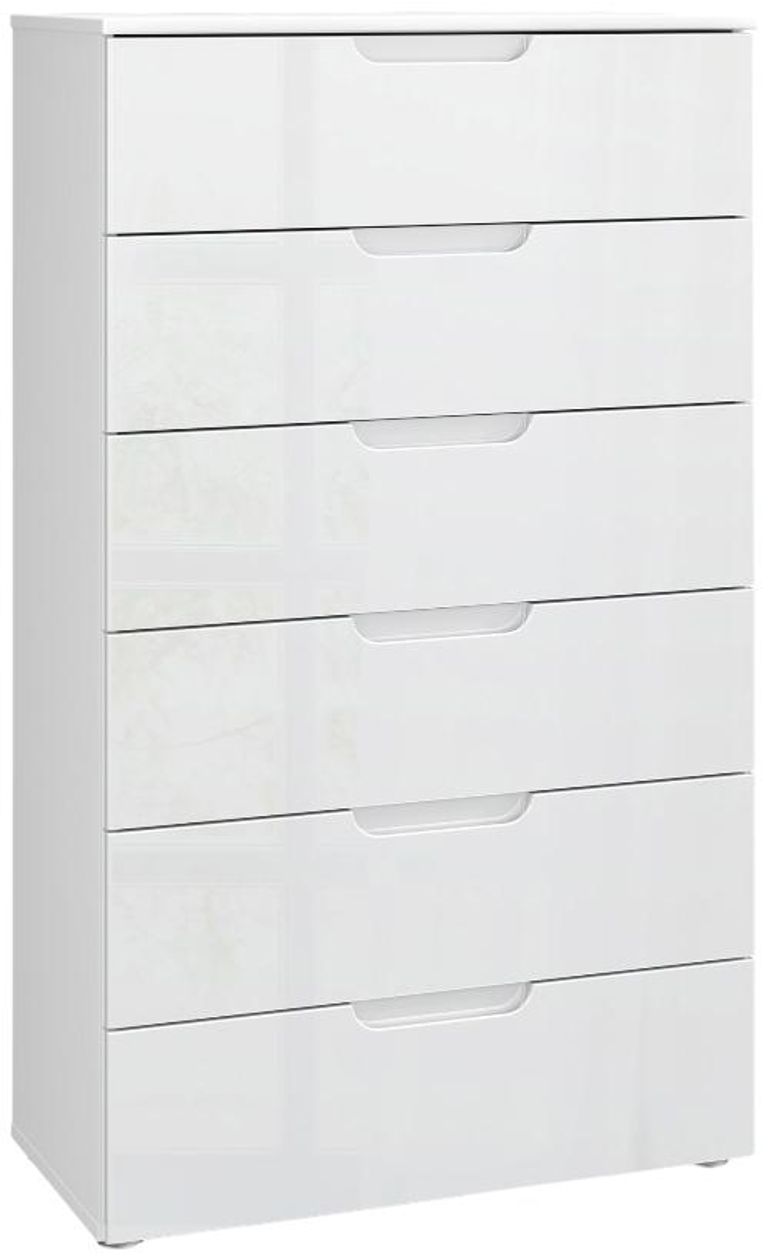 Sienna White Gloss 6 Drawer Tall Chest