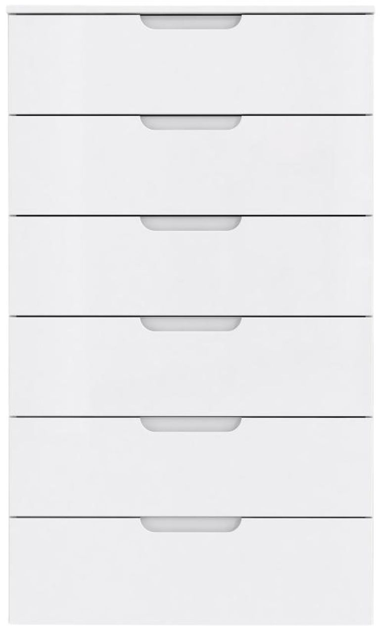 Sienna White Gloss 6 Drawer Tall Chest