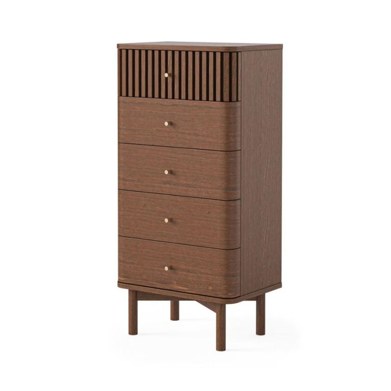 Soho Tallboy Chest - 5 Drawer - Slatted - Dark Oak