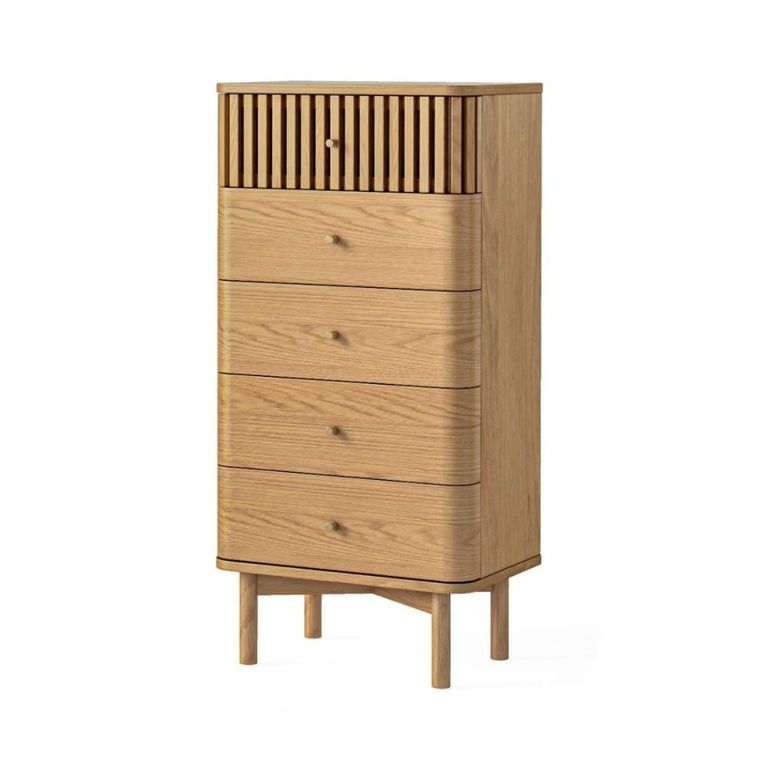 Soho Tallboy Chest - 5 Drawer - Slatted - Oak