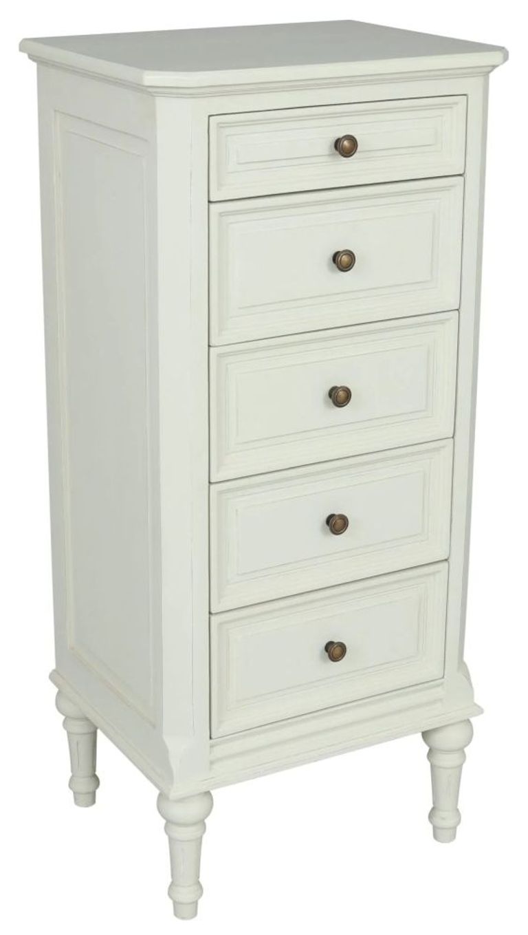 Solana French Lime White 5 Drawer Chest