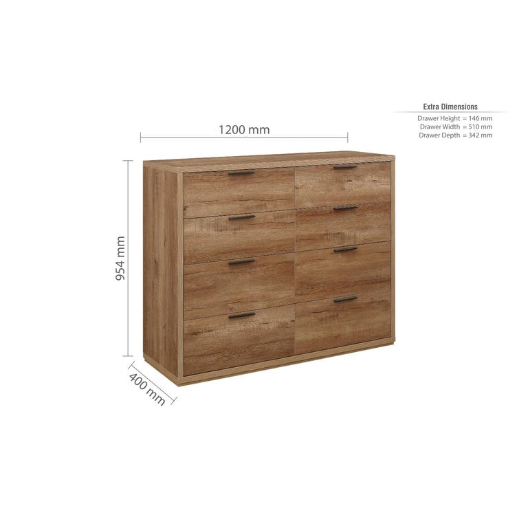 Stockwell Chest - 8 Drawer - Rustic Oak