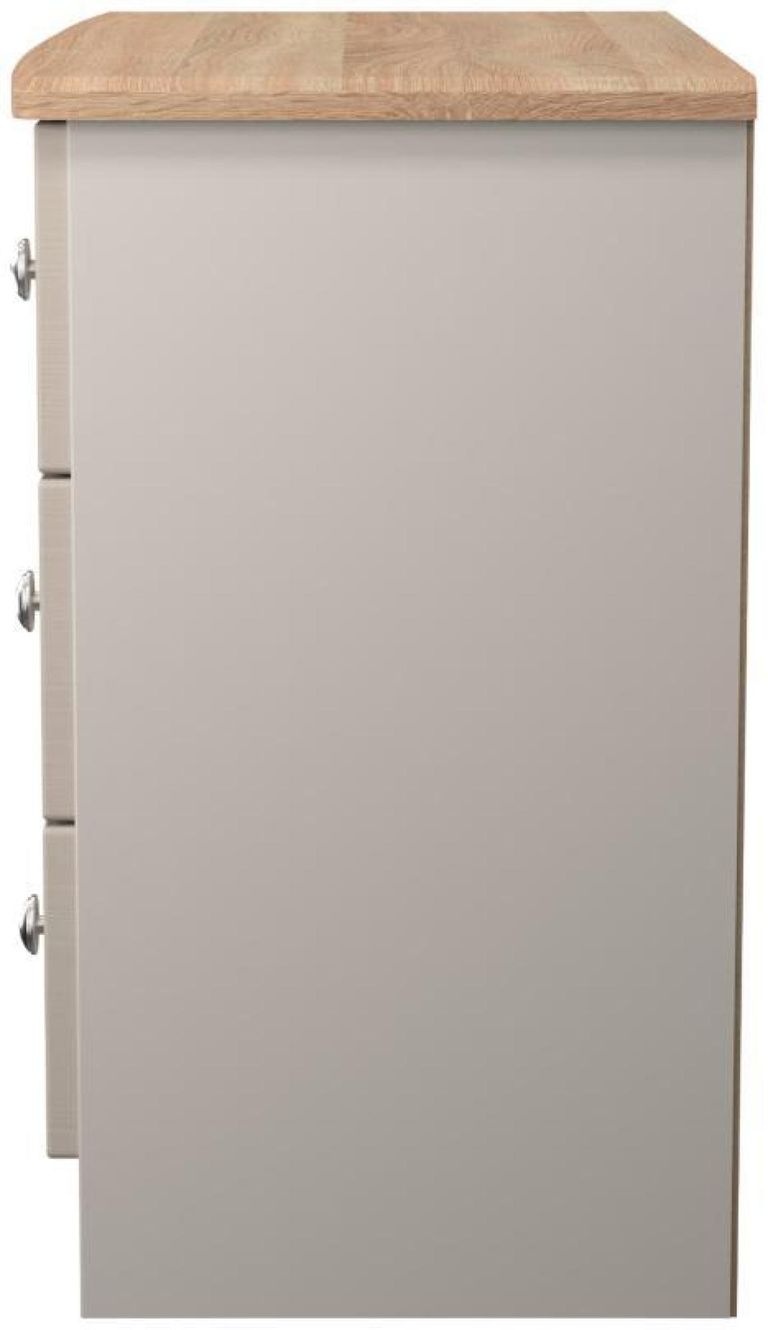 Sussex Cashmere and Oak Effect 3 Drawer Small Chest