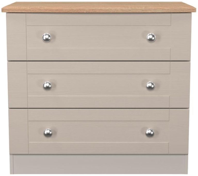 Sussex Cashmere and Oak Effect 3 Drawer Small Chest