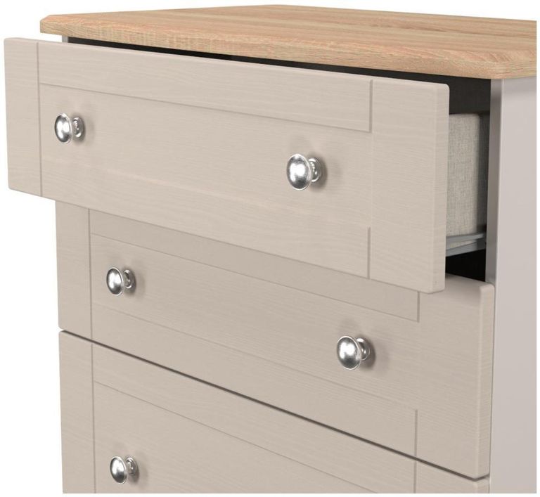 Sussex Cashmere and Oak Effect 4 Drawer Deep Chest