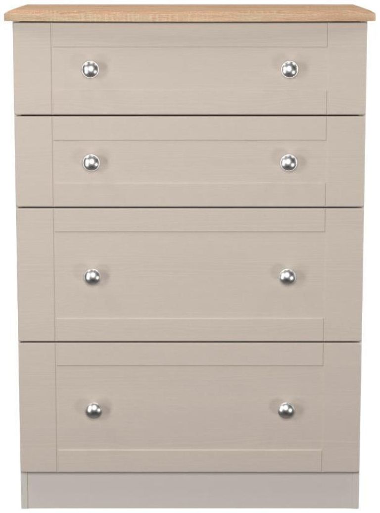 Sussex Cashmere and Oak Effect 4 Drawer Deep Chest