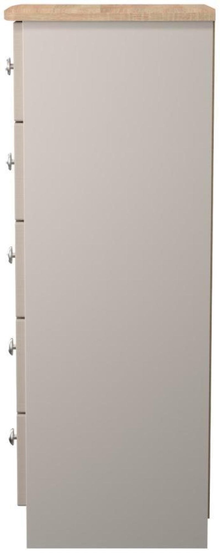 Sussex Cashmere and Oak Effect 5 Drawer Narrow Chest