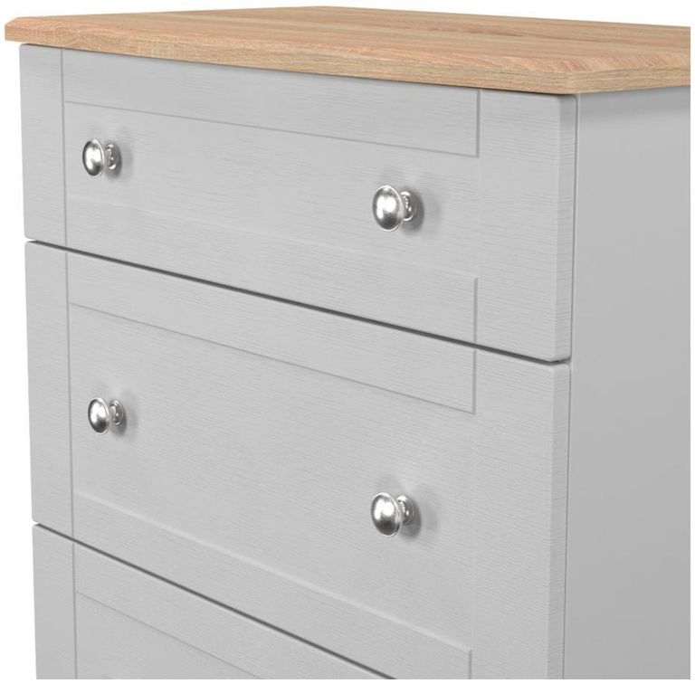 Sussex Grey and Oak Effect 3 Drawer Deep Chest