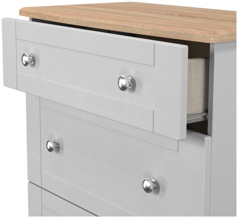 Sussex Grey and Oak Effect 3 Drawer Deep Chest