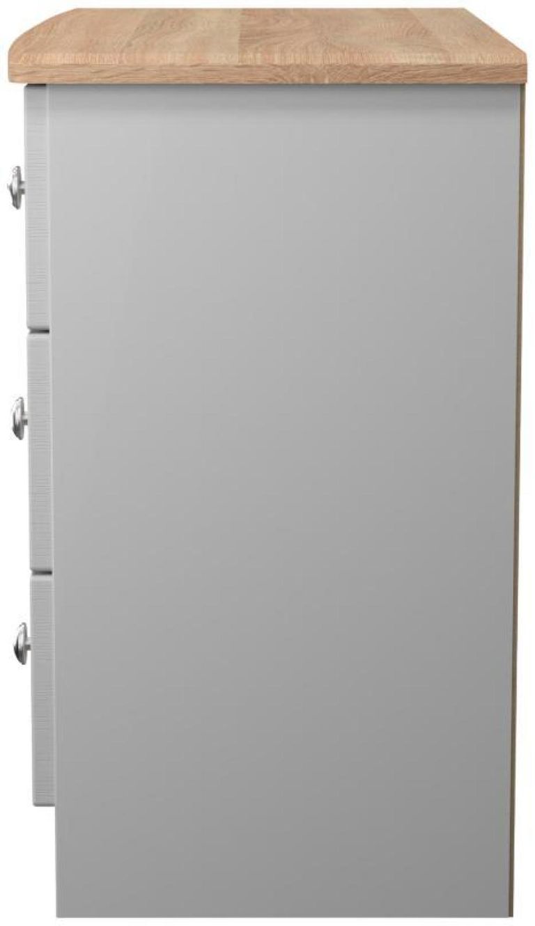 Sussex Grey and Oak Effect 3 Drawer Small Chest