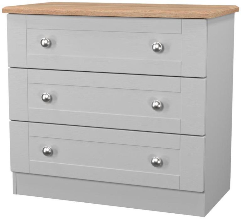 Sussex Grey and Oak Effect 3 Drawer Small Chest