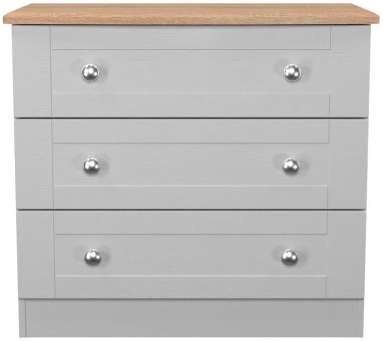 Sussex Grey and Oak Effect 3 Drawer Small Chest