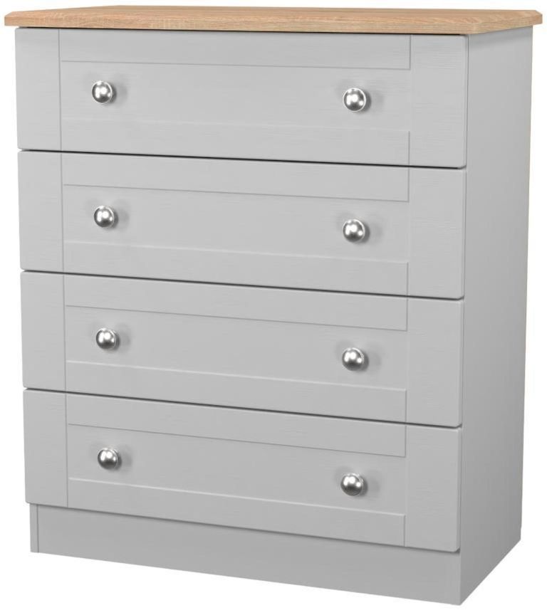 Sussex Grey and Oak Effect 4 Drawer Chest