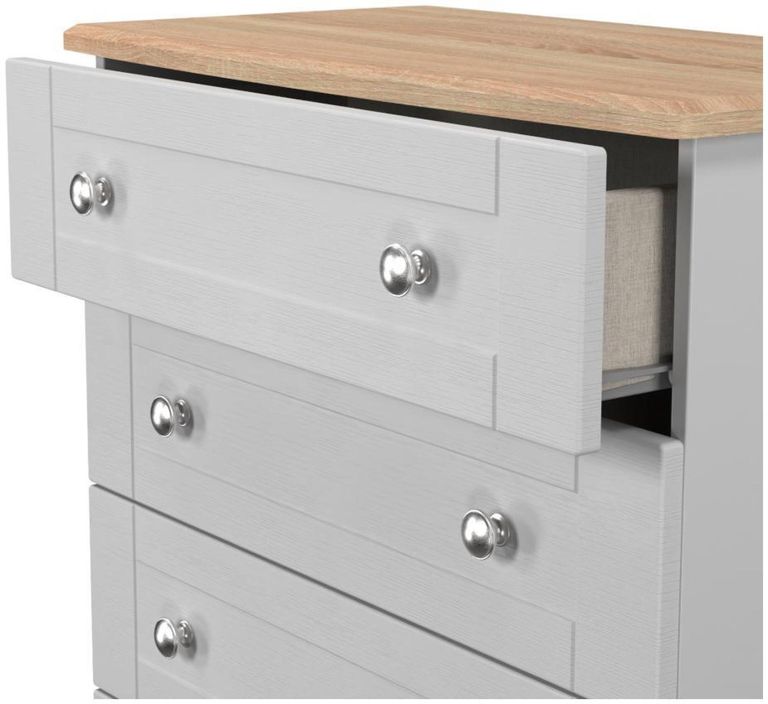 Sussex Grey and Oak Effect 4 Drawer Chest