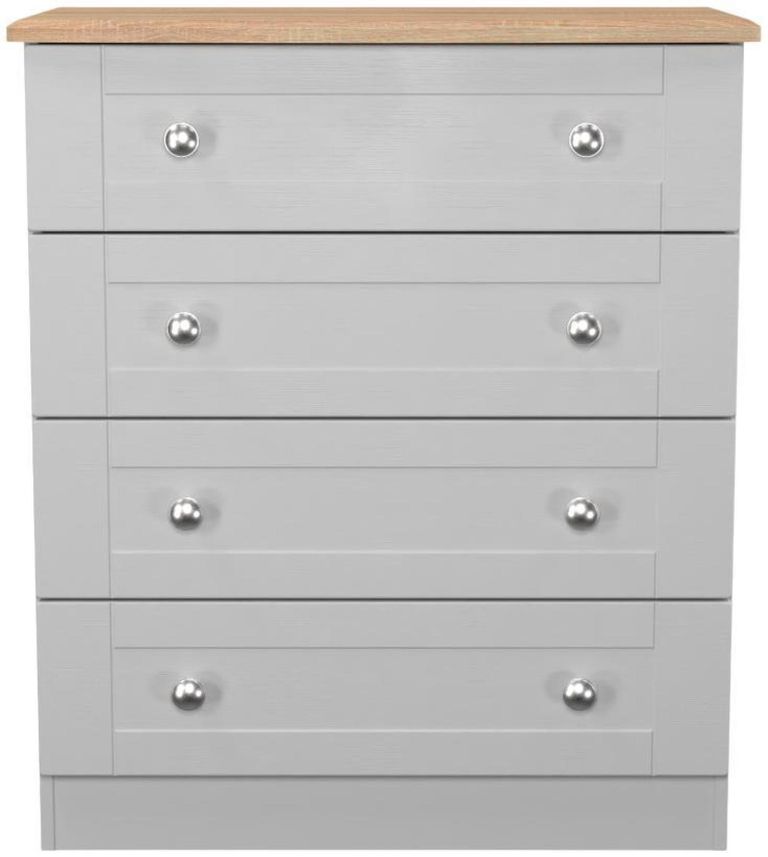 Sussex Grey and Oak Effect 4 Drawer Chest