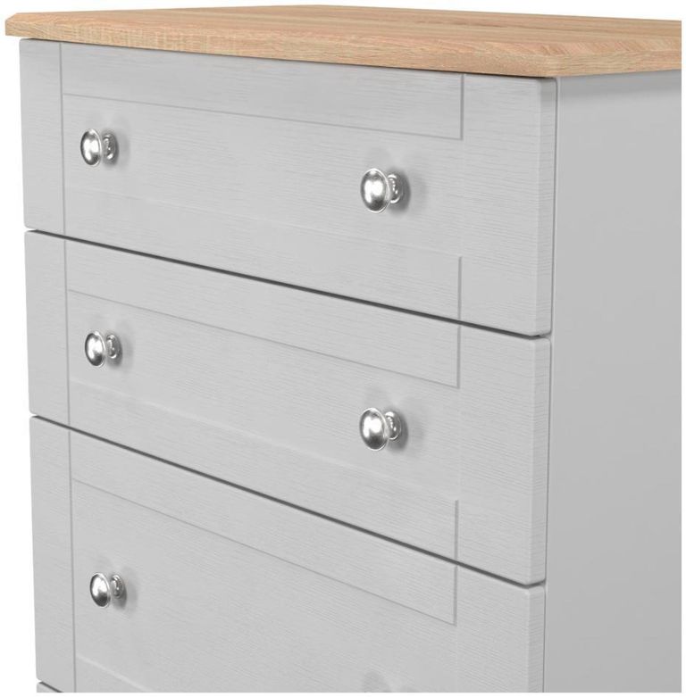 Sussex Grey and Oak Effect 4 Drawer Deep Chest