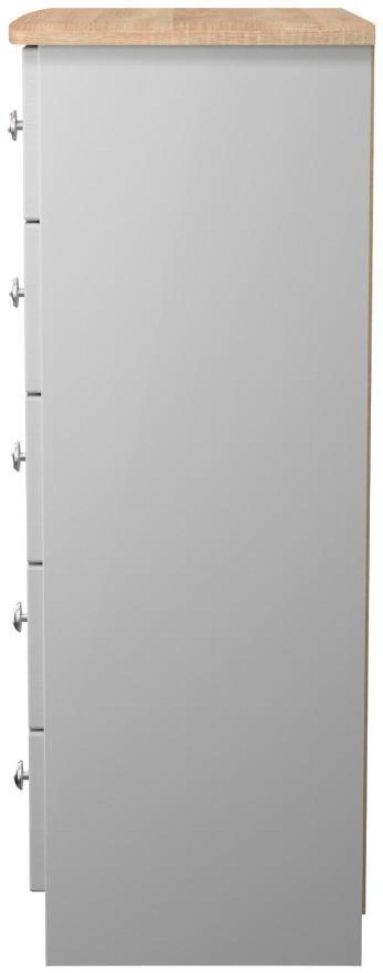 Sussex Grey and Oak Effect 5 Drawer Chest