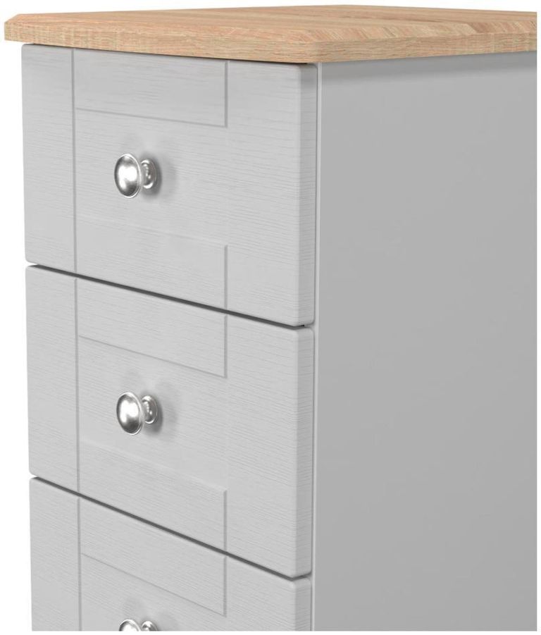 Sussex Grey and Oak Effect 5 Drawer Narrow Chest