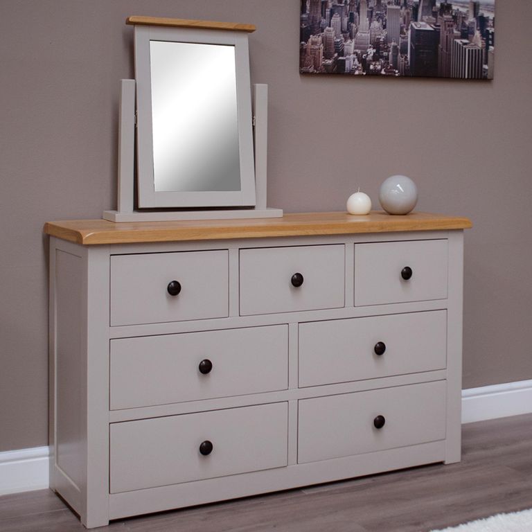 Diamond Painted Chest of Drawers - 4+3 Drawer - Wide