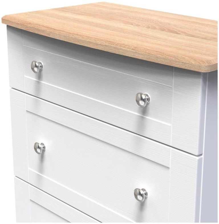 Sussex White and Oak Effect 3 Drawer Deep Chest