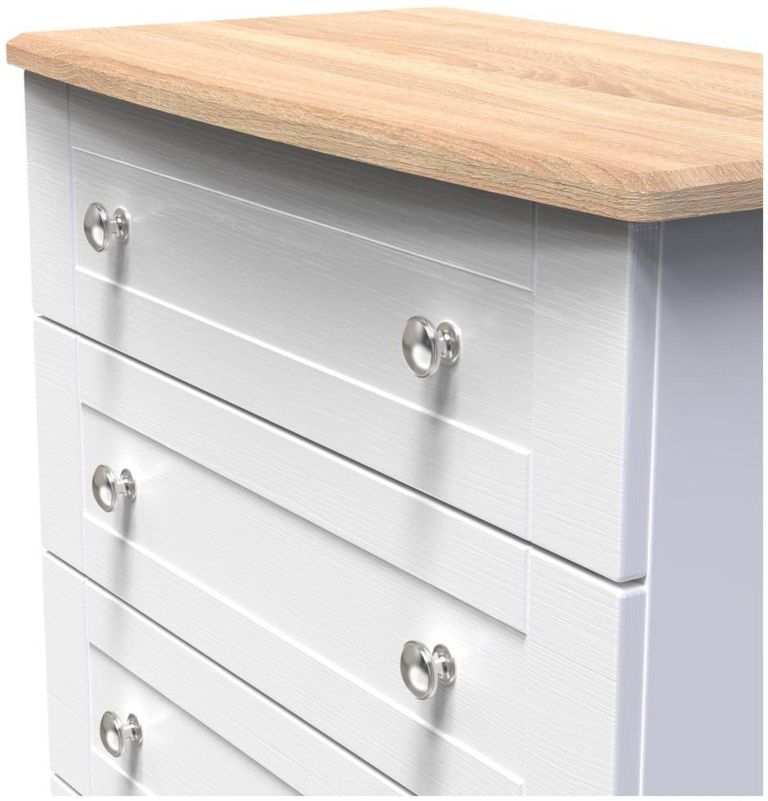 Sussex White and Oak Effect 4 Drawer Chest