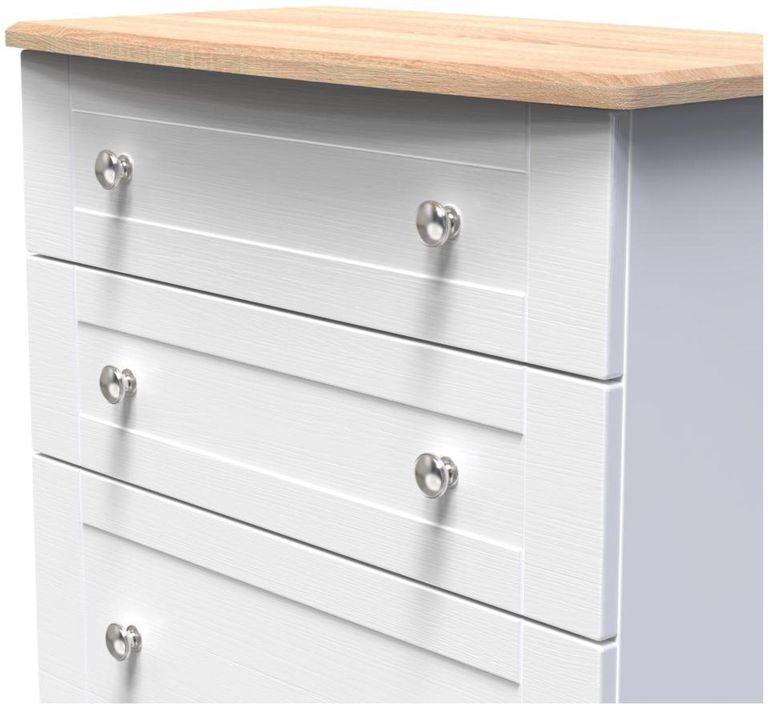Sussex White and Oak Effect 4 Drawer Deep Chest