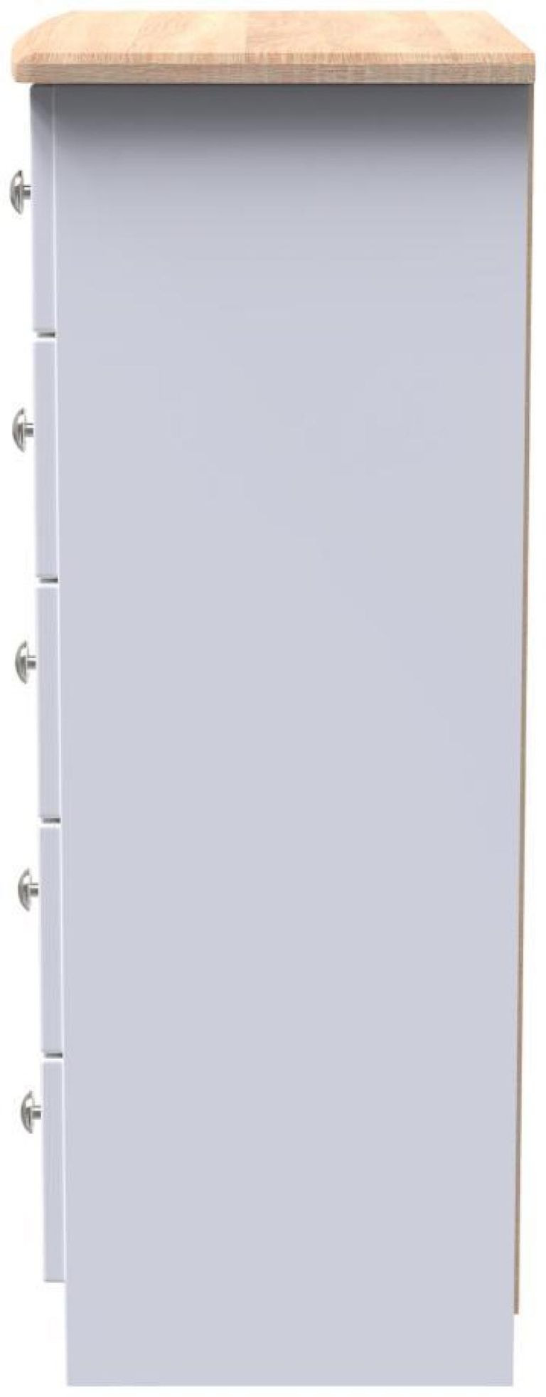 Sussex White and Oak Effect 5 Drawer Chest