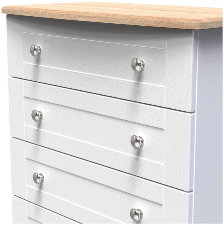 Sussex White and Oak Effect 5 Drawer Chest