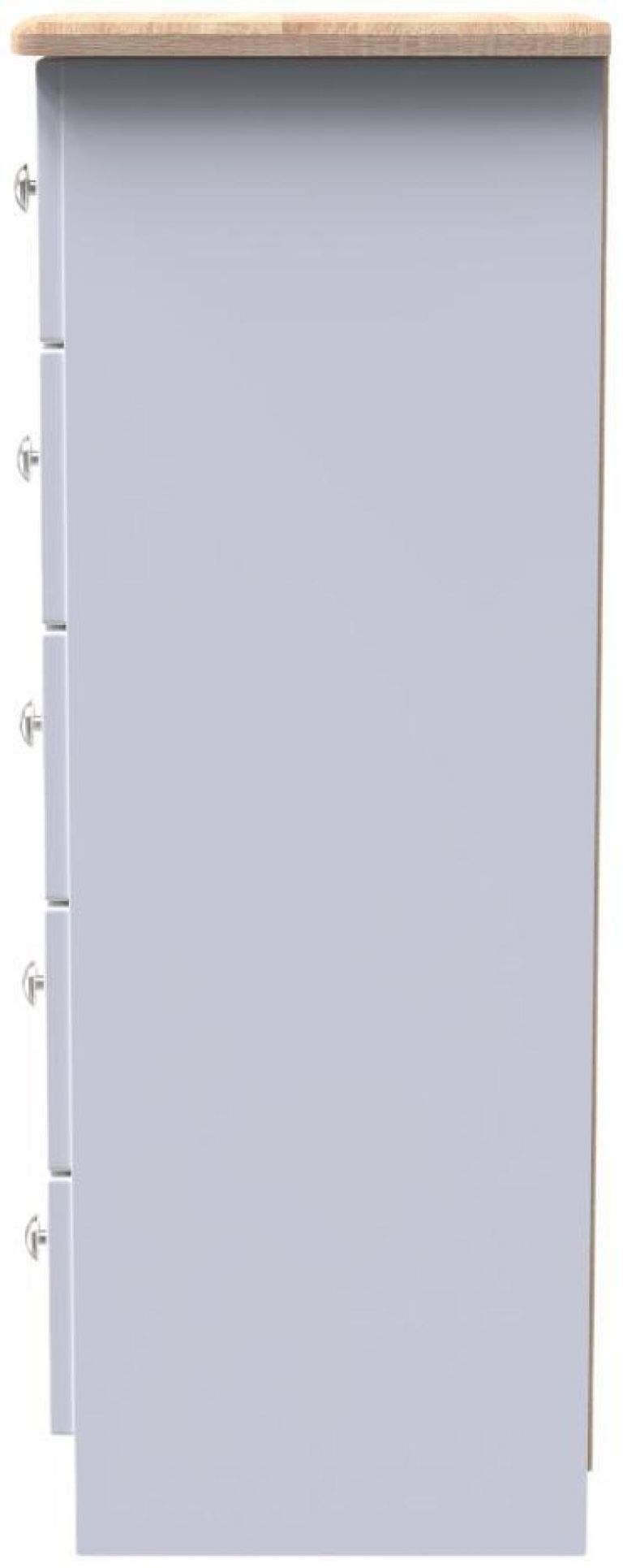 Sussex White and Oak Effect 5 Drawer Narrow Chest
