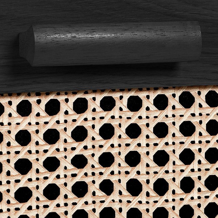 Sydney Chest of Drawers - 5 Drawer - Black and Faux Rattan