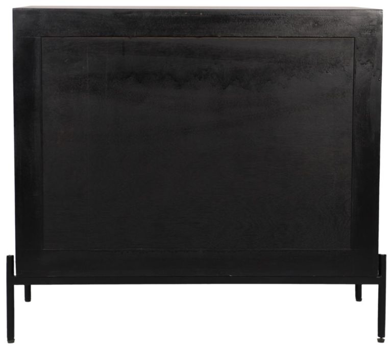 Tapola Black Wood and Rattan 3 Drawer Small Chest