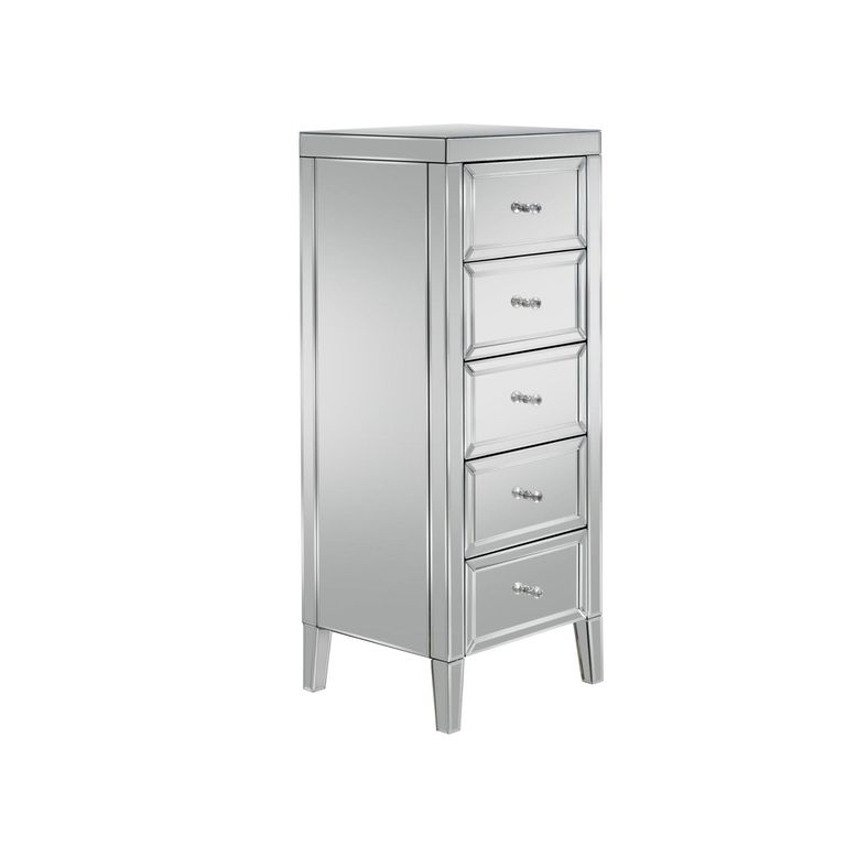 Valencia Narrow Chest - 5 Drawer - Mirrored