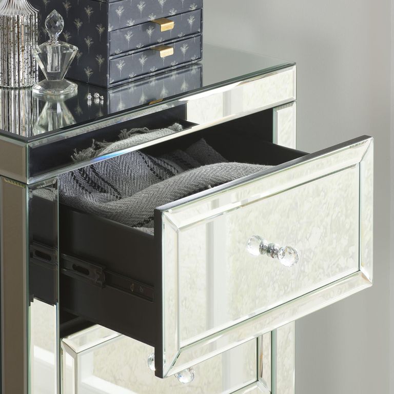 Valencia Narrow Chest - 5 Drawer - Mirrored