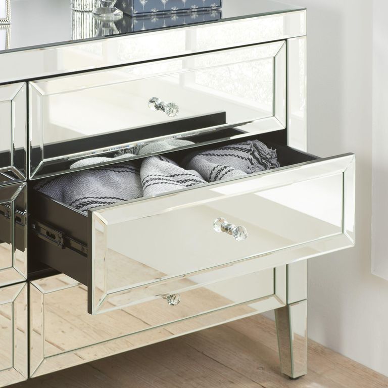 Valencia Wide Chest - 6 Drawer - Mirrored