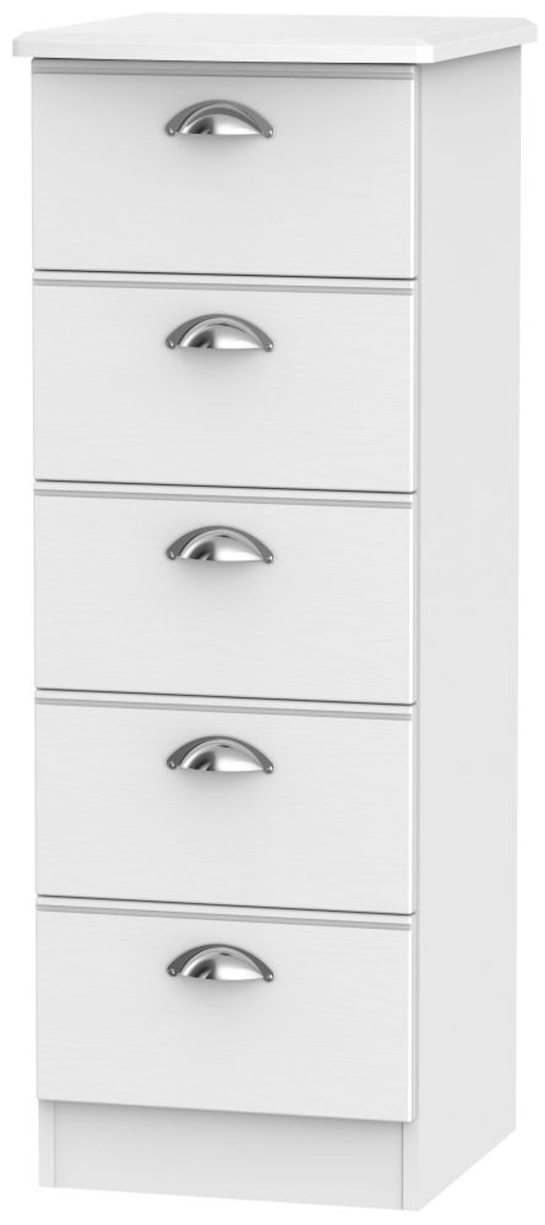 Victoria White 5 Drawer Narrow Chest