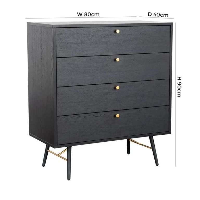 Barcelona 4 Drawer Chest - Black