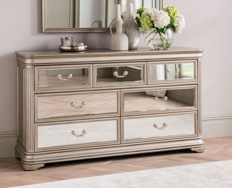 Jessica 3+4 Drawer Dressing Chest - Champagne Mirrored