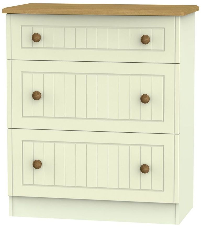 Warwick Cream and Oak 3 Drawer Deep Chest