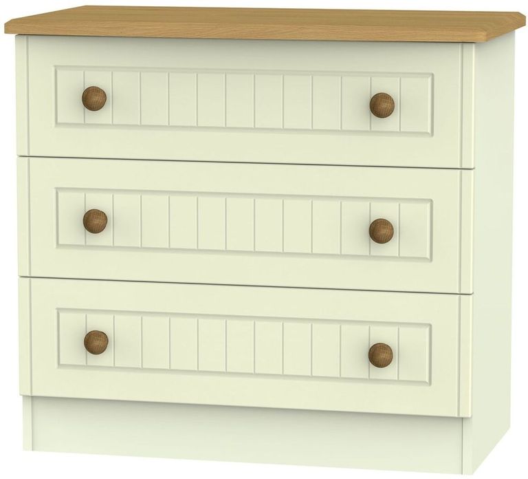 Warwick Cream and Oak 3 Drawer Small Chest