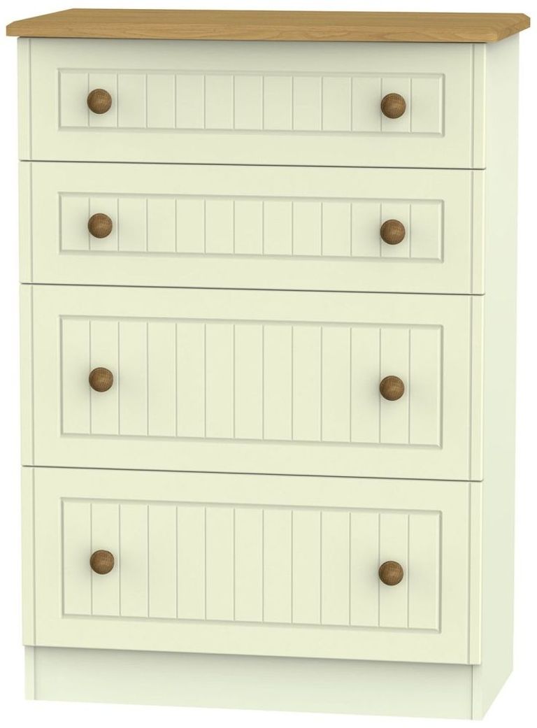 Warwick Cream and Oak 4 Drawer Deep Chest