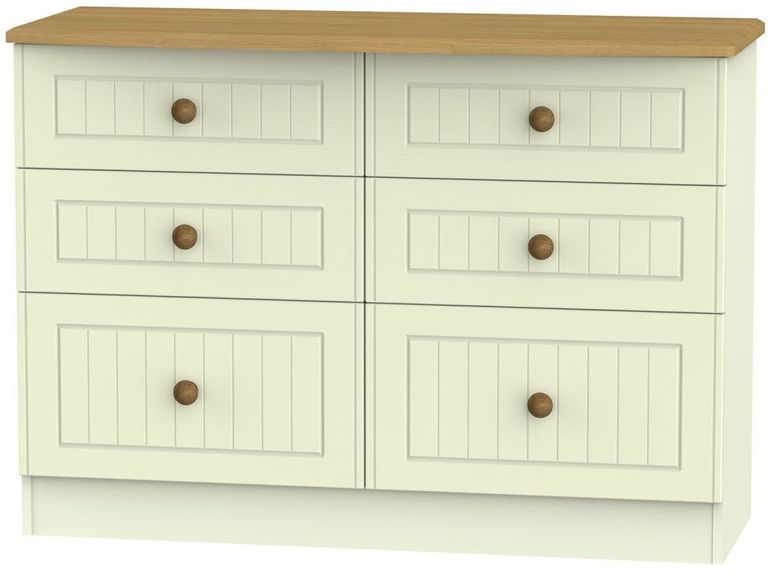 Warwick Cream and Oak 6 Drawer Midi Chest