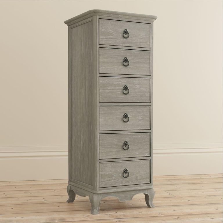 Camille Tall Chest - 6 Drawer - Grey Oak