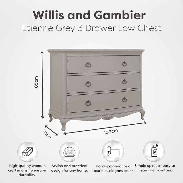 Etienne Chest - 3 Drawer - Grey