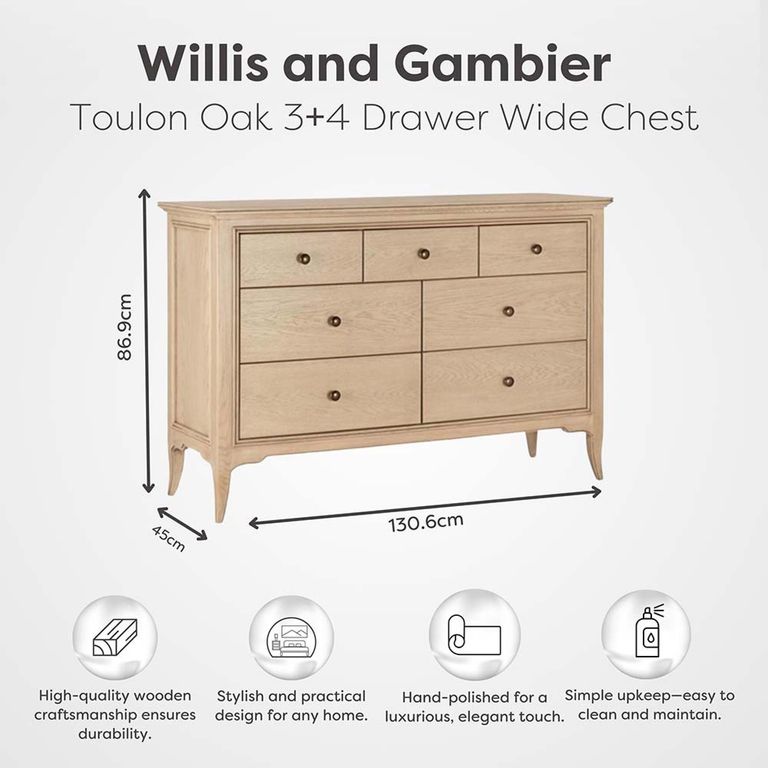 Toulon Wide Chest - 3+4 Drawer - Oak