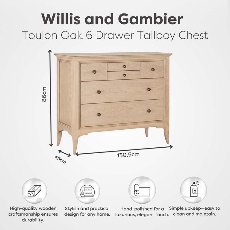 Toulon Chest - 6 Drawer - Oak