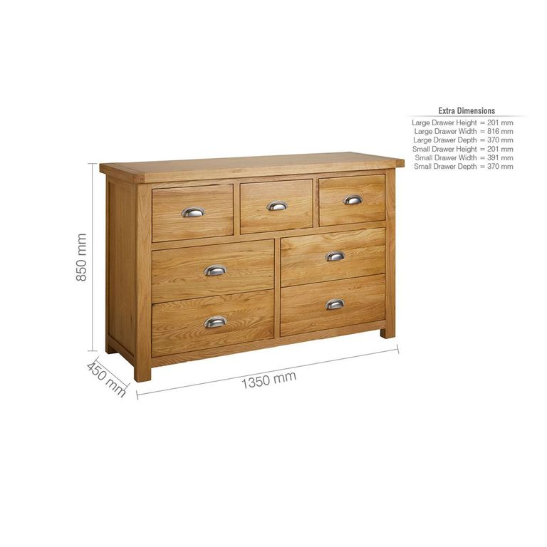 Woburn Wide Chest - 4+3 Drawer - Rustic Oak